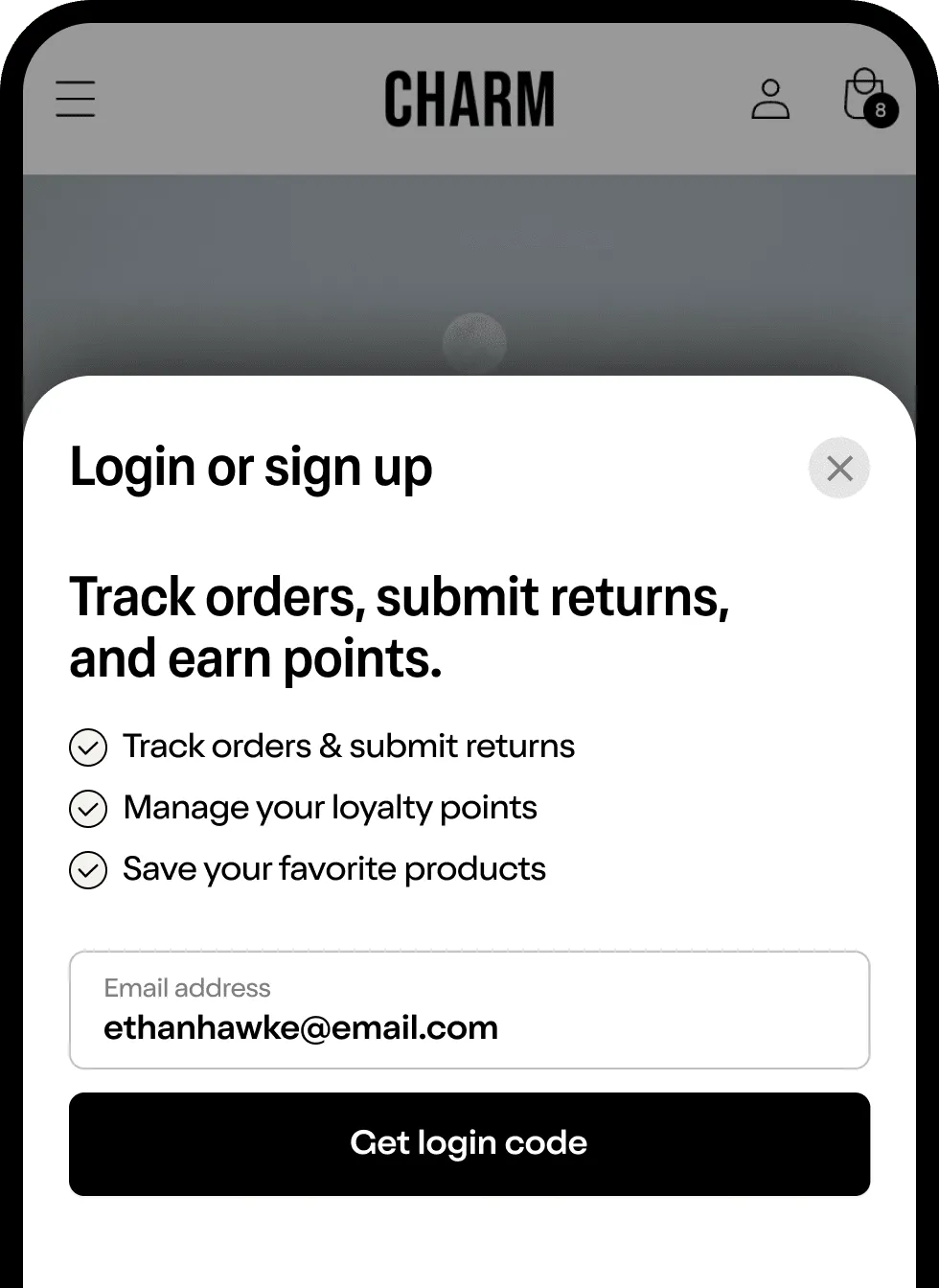A phone displaying log in functionality